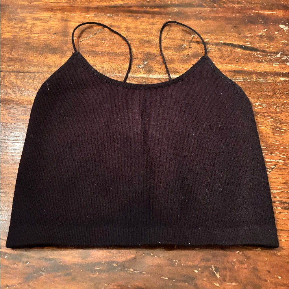 URBAN PLANET BLACK SPAGHETTI STRAW TANK TOP